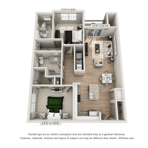 2 bed 2 bath at Henley at Mirror Lake Apartments, Villa Rica, GA